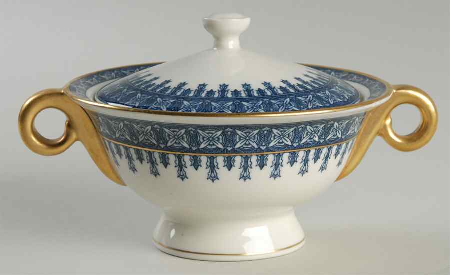 Cambridge Blue Sugar Bowl & Lid by Haviland-1