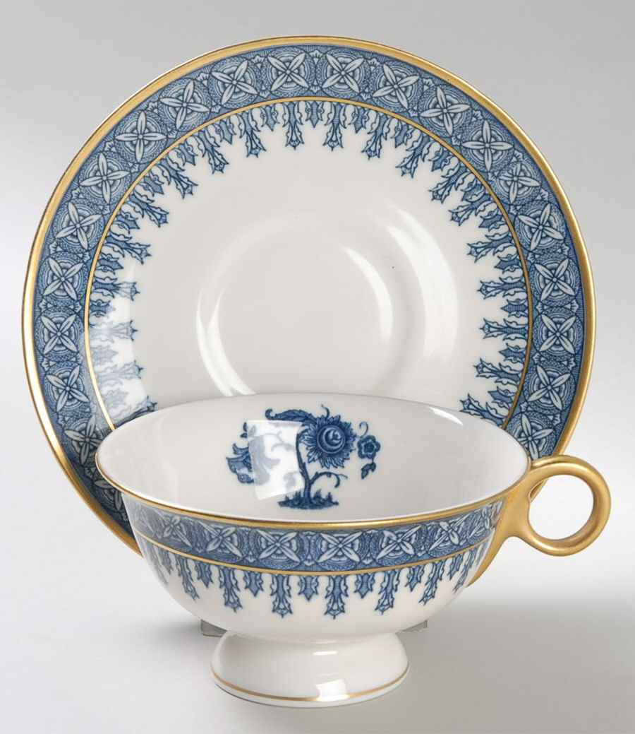Cambridge Blue Footed Cup & Saucer Set by Haviland-1