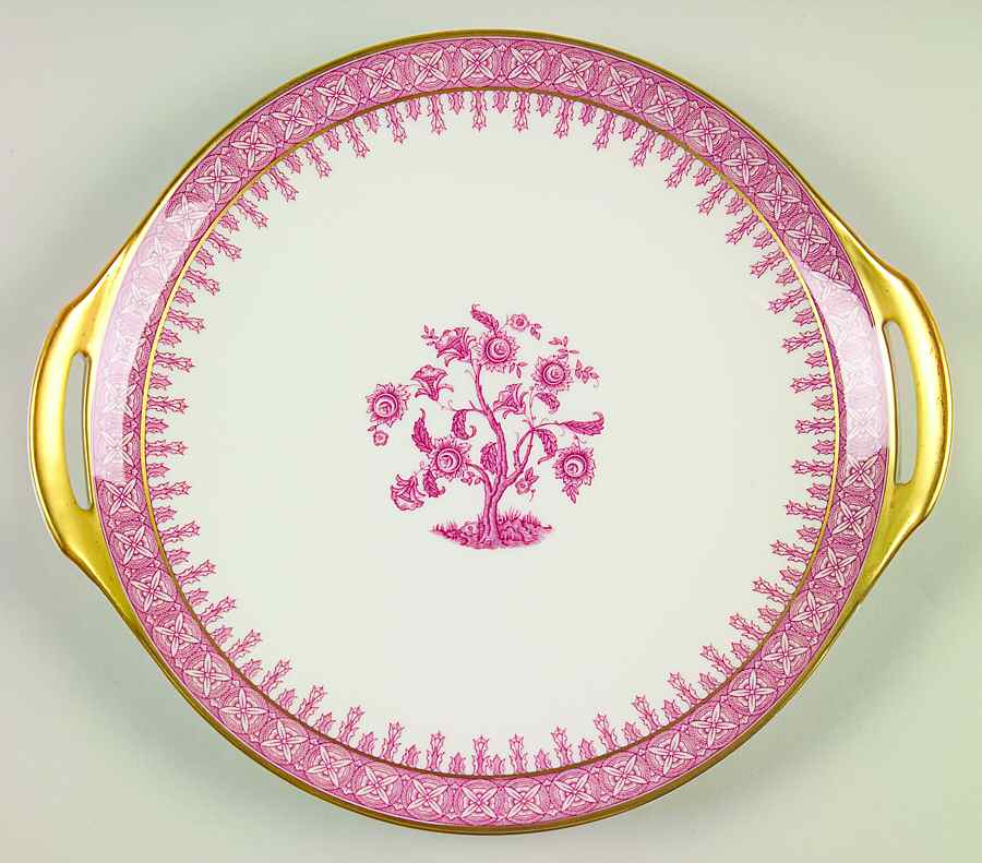 Cambridge Crimson Handled Cake Plate by Haviland-1