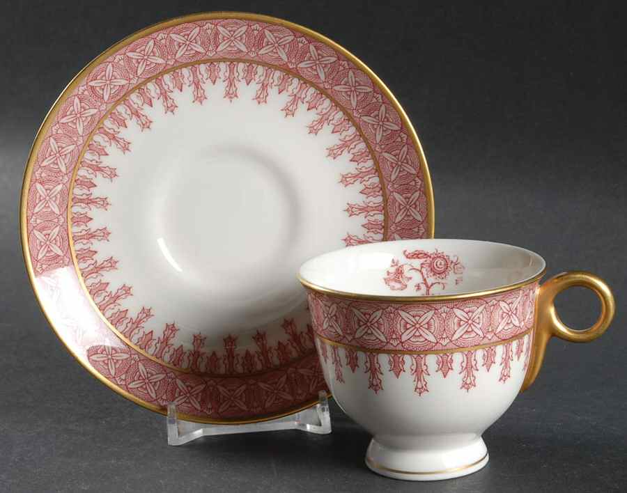 Cambridge Crimson Footed Demitasse Cup & Saucer Set by Haviland-1