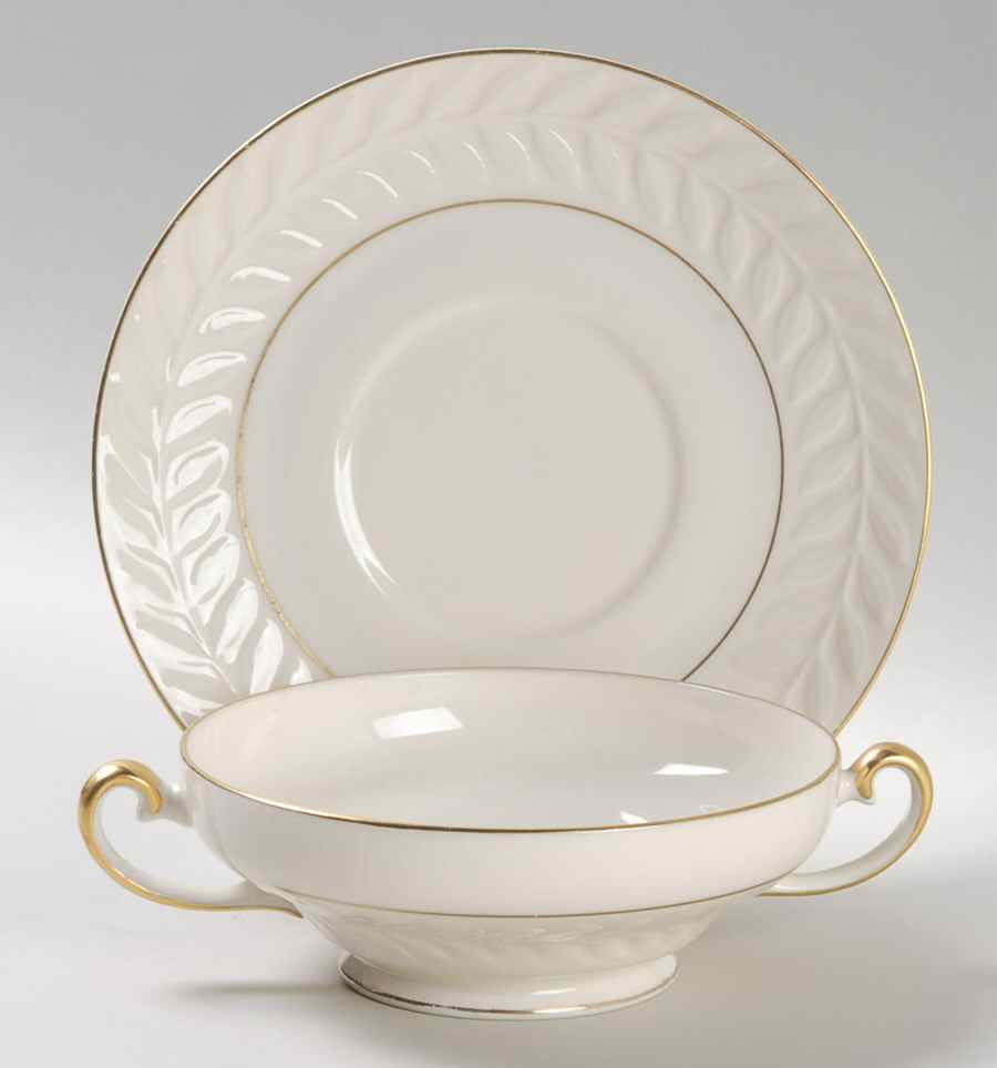 Carlton Footed Cream Soup Bowl & Saucer Set by Haviland-1