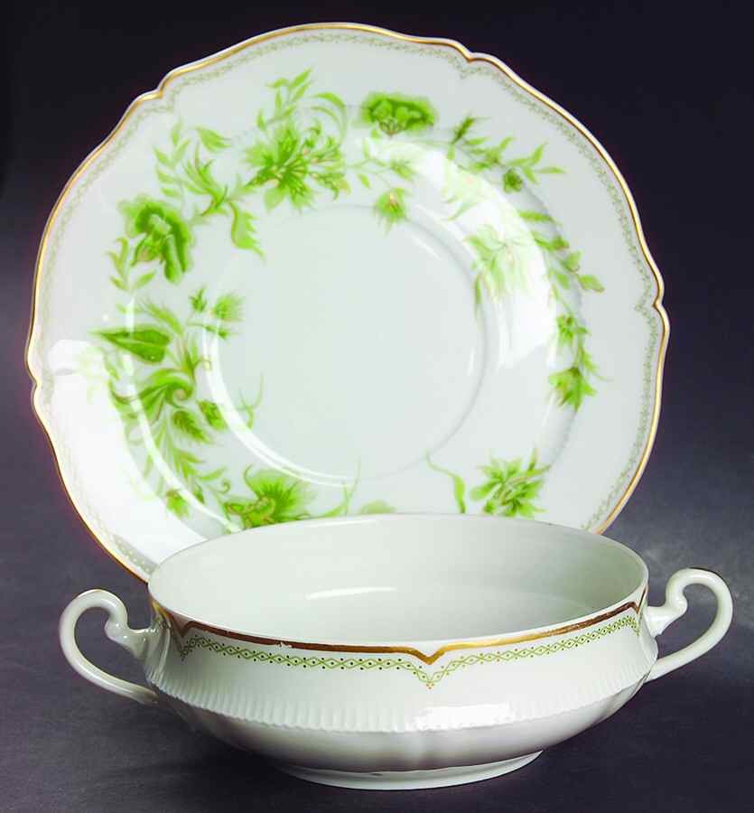 Carette Flat Cream Soup Bowl & Saucer Set by Haviland-1