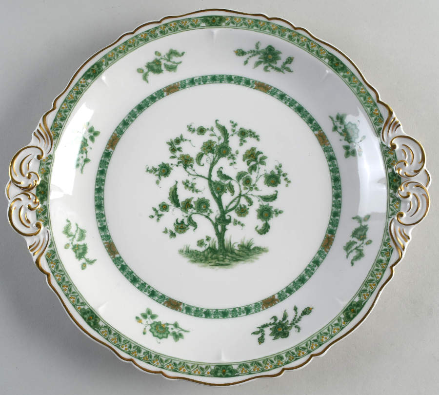 Cashmere (Green & Gold Tree) Handled Cake Plate by Haviland-1