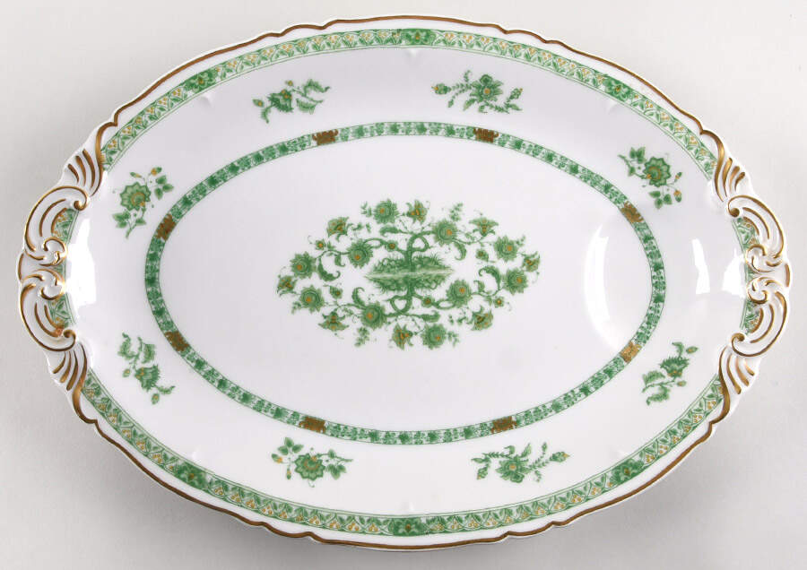 Cashmere (Green & Gold Tree) 16" Oval Serving Platter by Haviland-1