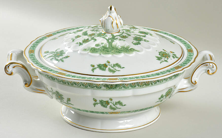 Cashmere (Green & Gold Tree) Round Covered Vegetable by Haviland-1