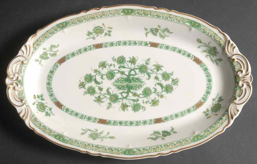 Cashmere (Green & Gold Tree) 13" Oval Serving Platter by Haviland-1