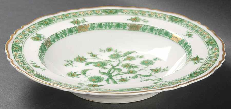 Cashmere (Green & Gold Tree) Rim Soup Bowl by Haviland-1
