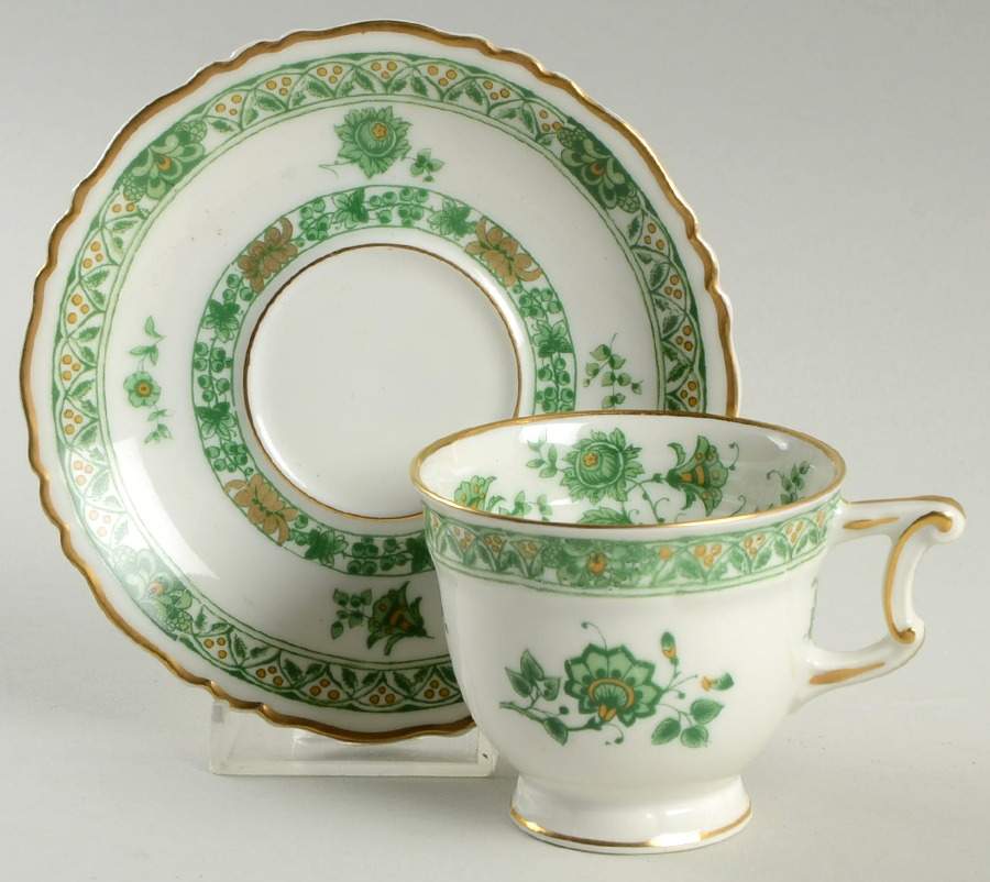 Cashmere (Green & Gold Tree) Footed Demitasse Cup & Saucer Set by Haviland-1