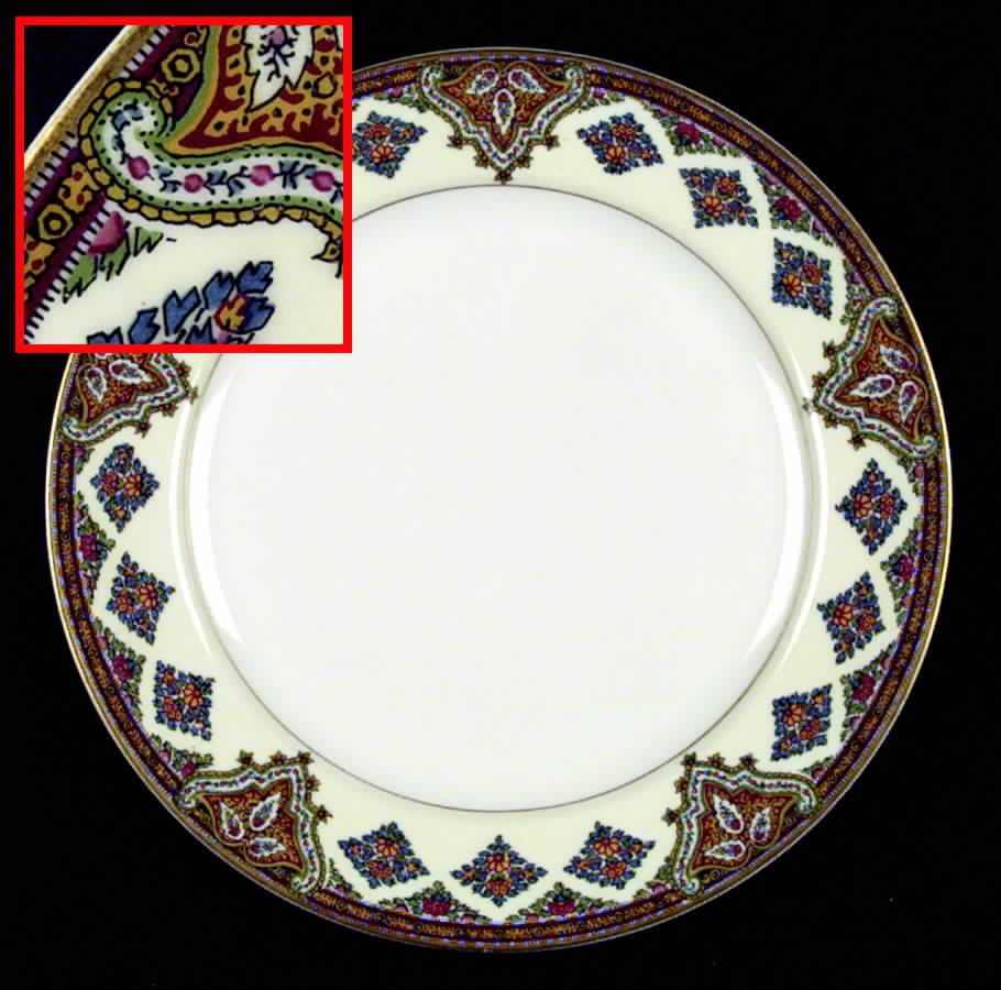Cashmere (Maroon, Blue & Yellow Des) Dinner Plate by Haviland-1