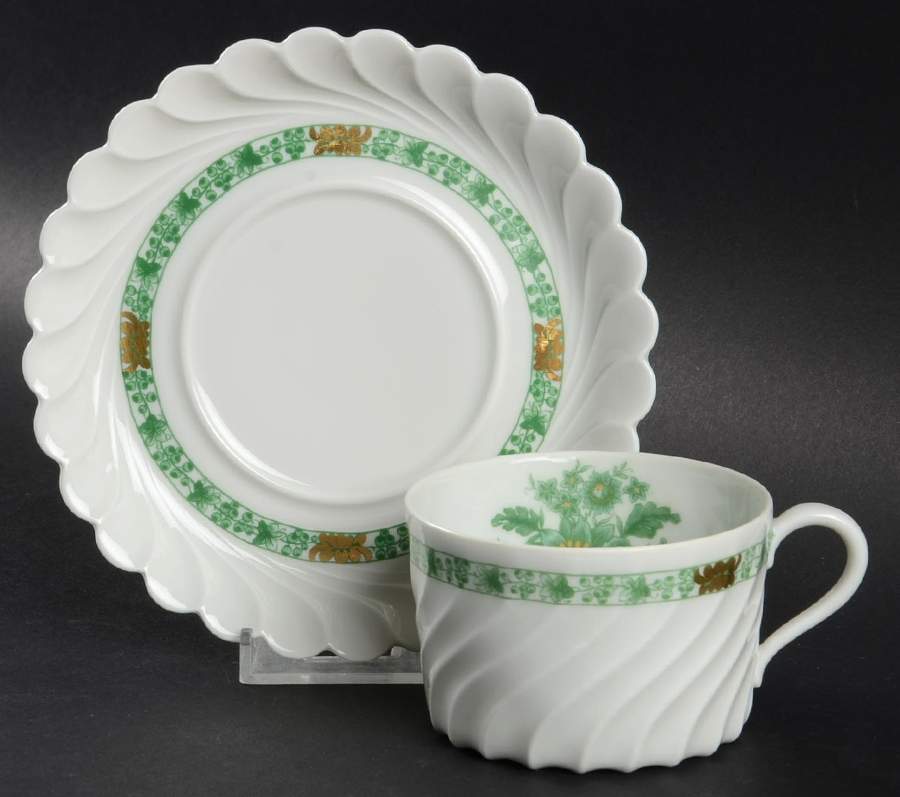 Cashmere Green (Torse Shape) Flat Cup & Saucer Set by Haviland-1