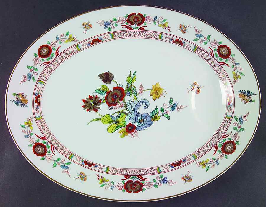 Cathay (Gold Trim) 15" Oval Serving Platter by Haviland-1