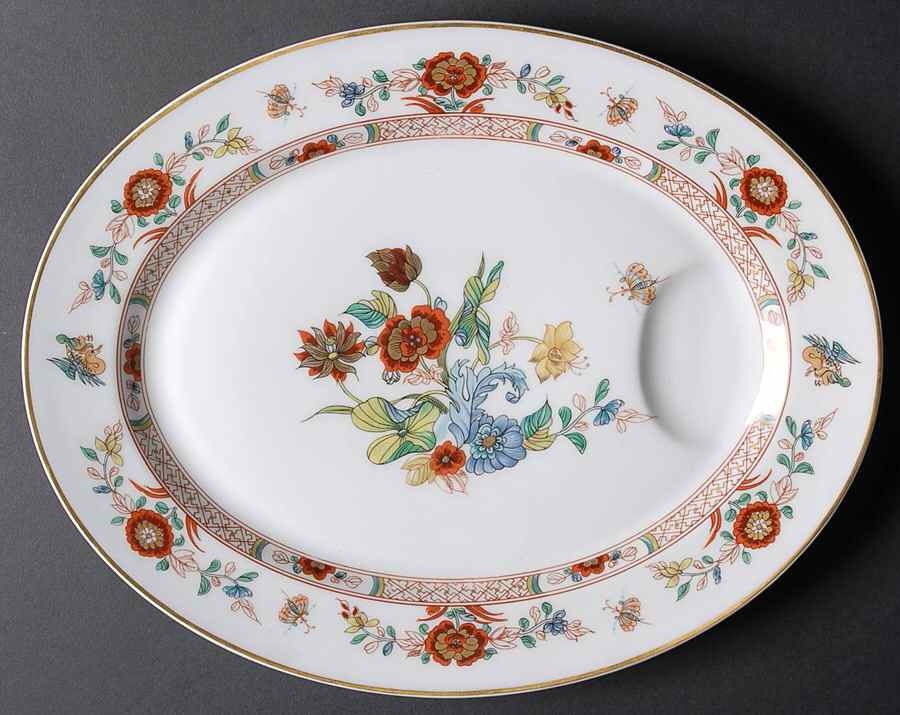 Cathay (Gold Trim) 13" Oval Serving Platter by Haviland-1