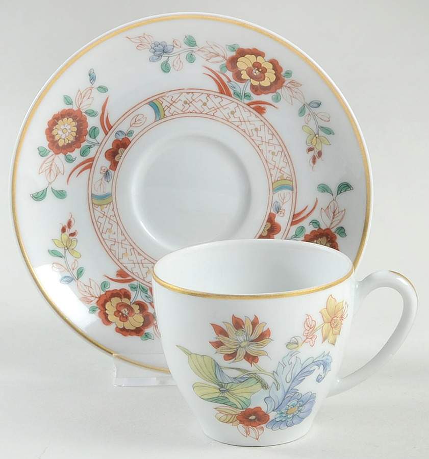 Cathay (Gold Trim) Flat Demitasse Cup & Saucer Set by Haviland-1