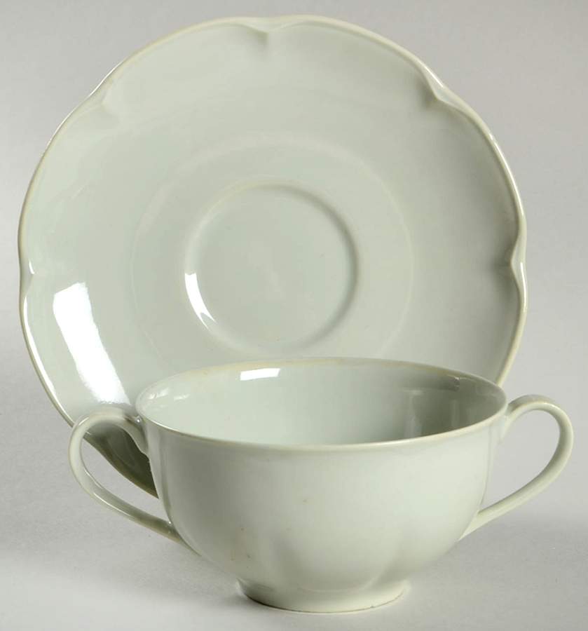 Celadon Flat Bouillon Cup & Saucer by Haviland-1