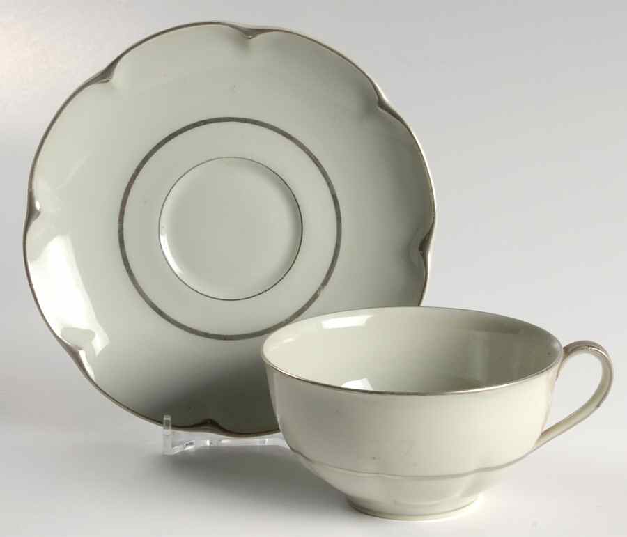 Celadon Platinum Flat Cup & Saucer Set by Haviland-1
