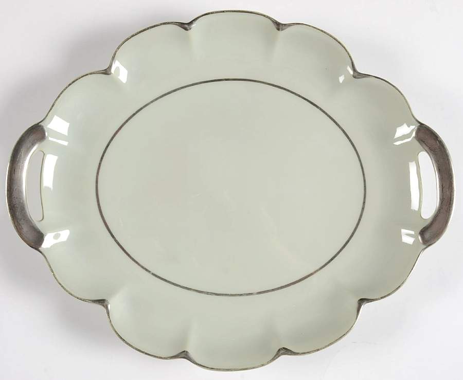 Celadon Platinum Handled Cake Plate by Haviland-1