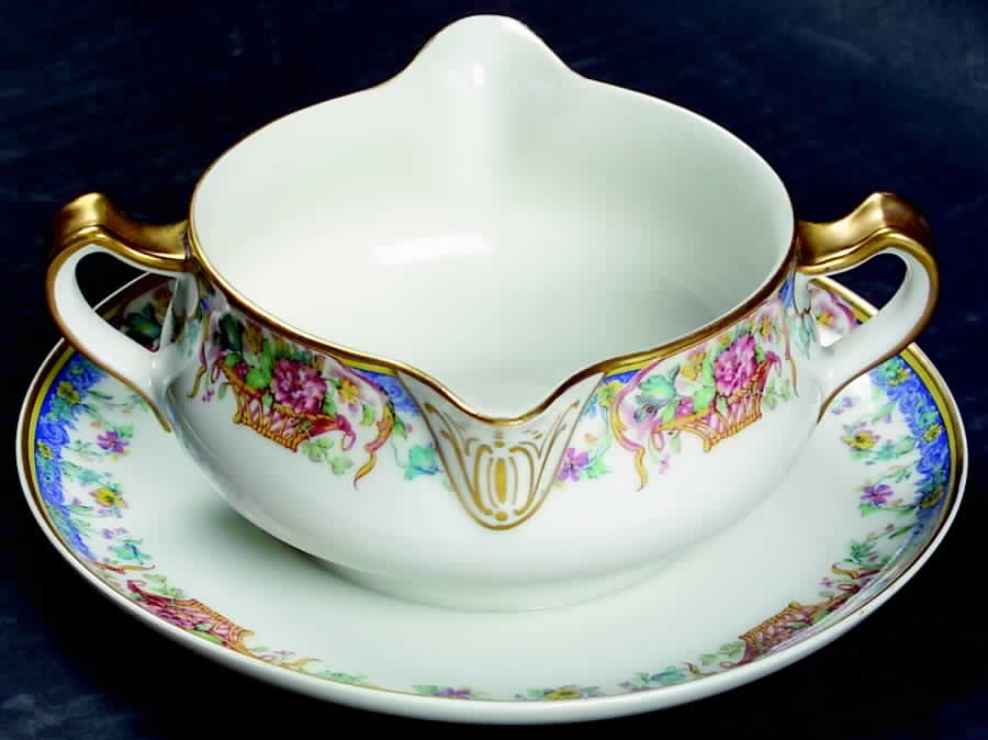 Cerulean Gravy Boat with Attached Underplate by Haviland-1