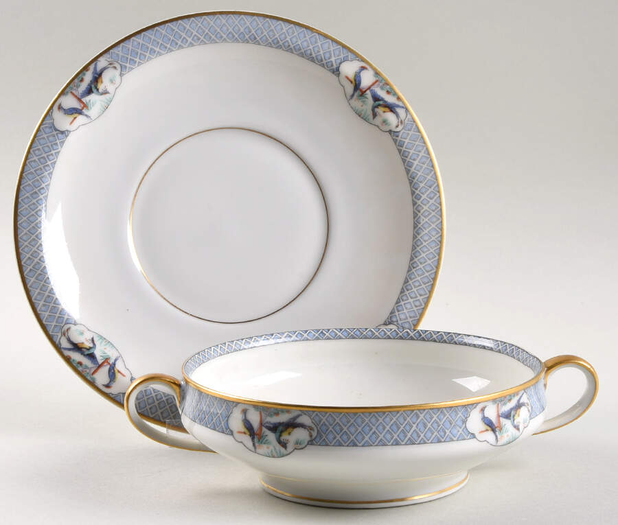 Ceylon Cream Soup Bowl & Saucer Set by Haviland-1