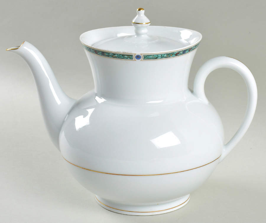 Chatelaine Green (Gold Verge) Teapot & Lid by Haviland-1