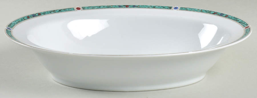 Chatelaine Green (Gold Verge) 9" Oval Vegetable Bowl by Haviland-1