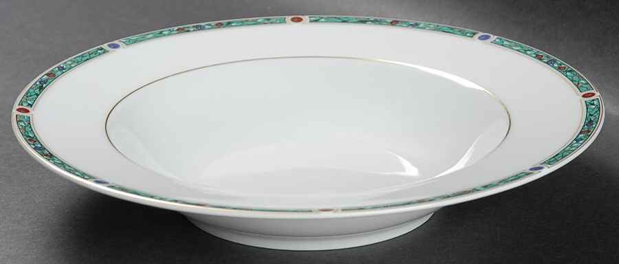Chatelaine Green (Gold Verge) Rim Soup Bowl by Haviland-1