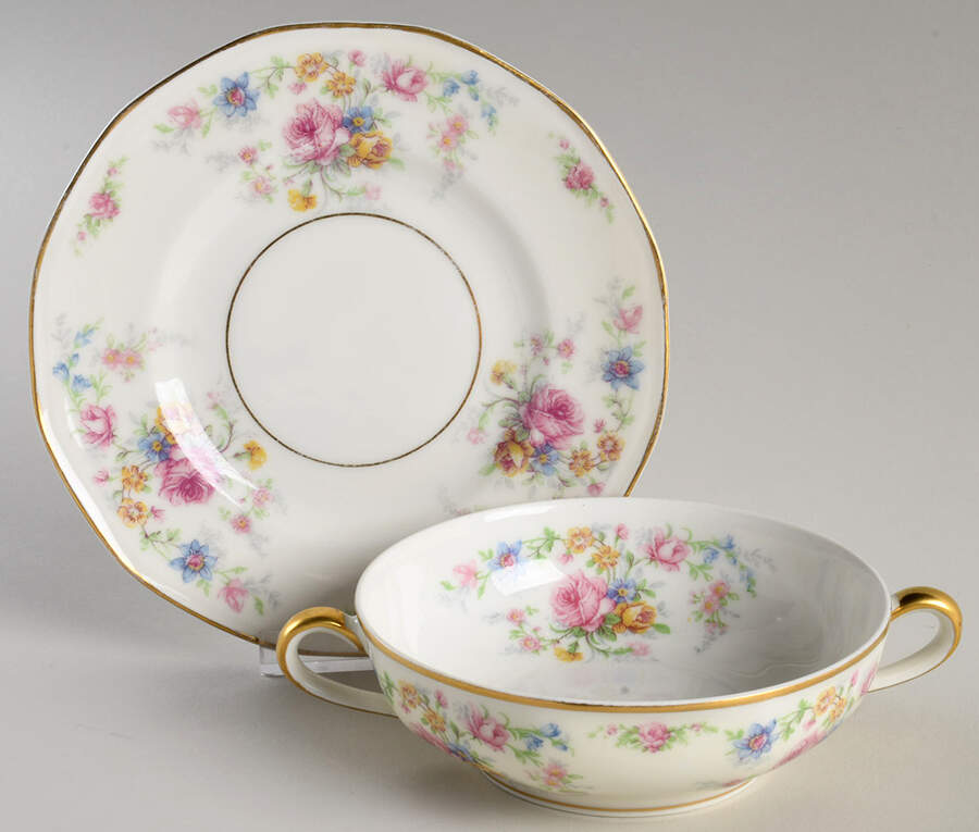 Chalfonte Flat Cream Soup Bowl & Saucer Set by Haviland-1
