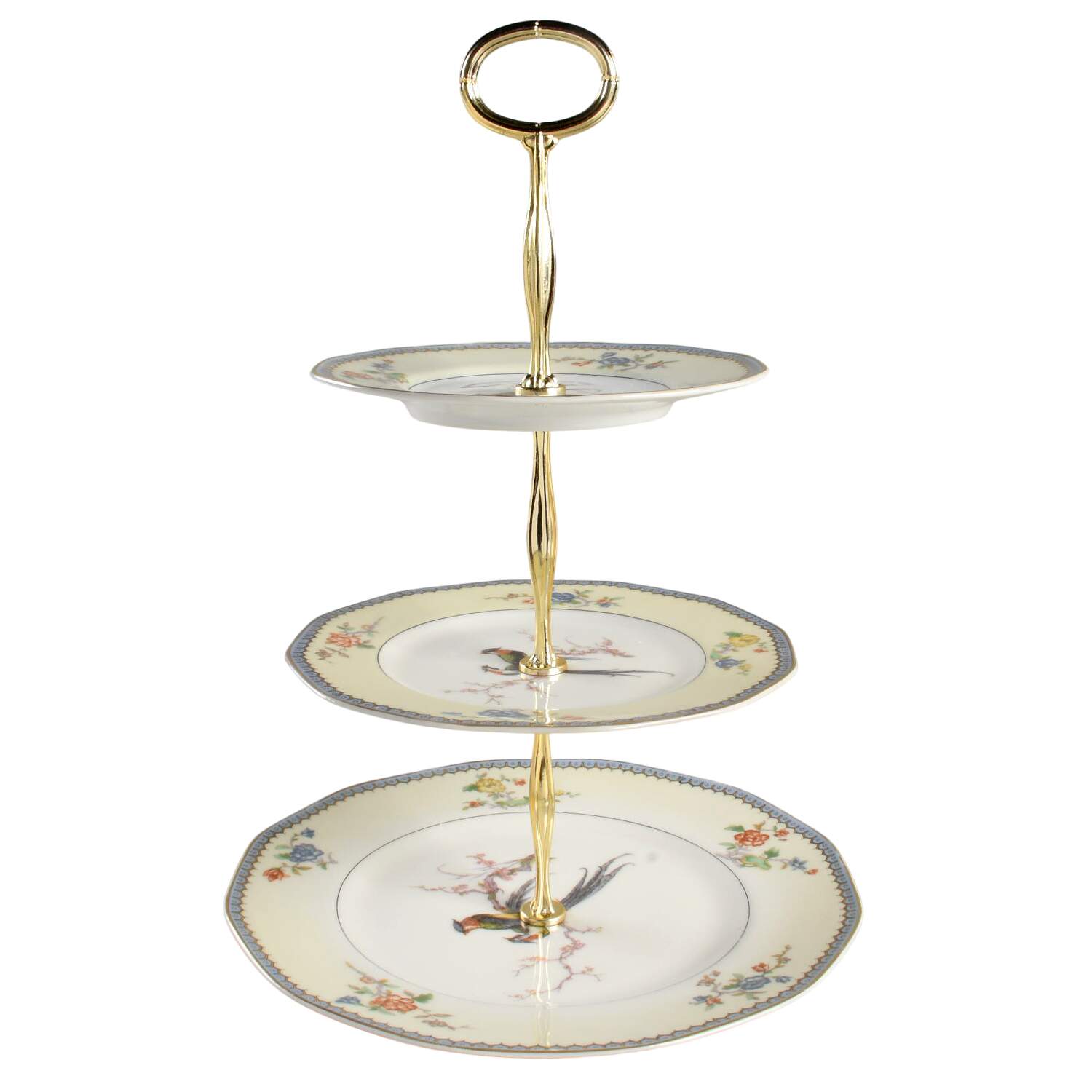 Chambord (Birds, Older Patt) 13 7/8"-14 1/4" 3-Tiered Serving Tray(DP,SP,BB) HC by Haviland-1
