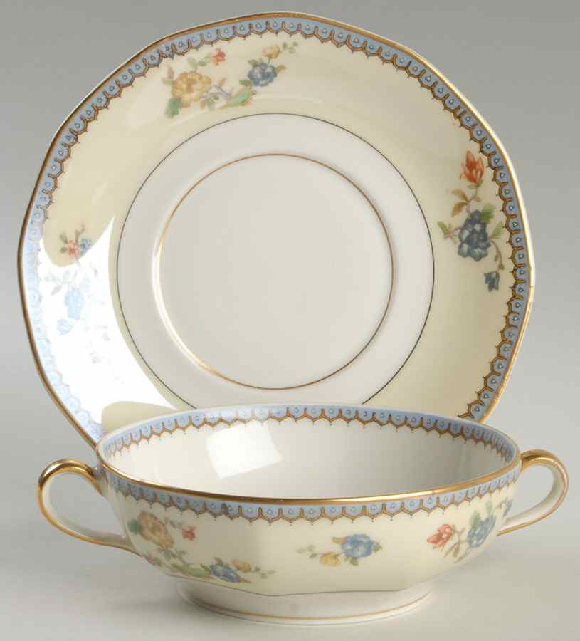 Chambord (Birds, Older Patt) Flat Cream Soup Bowl & Saucer Set by Haviland-1