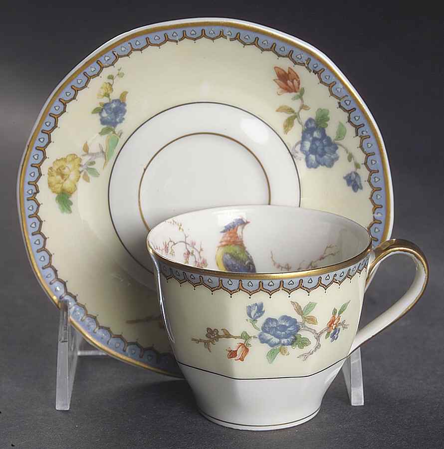Chambord (Birds, Older Patt) Flat Demitasse Cup & Saucer Set by Haviland-1