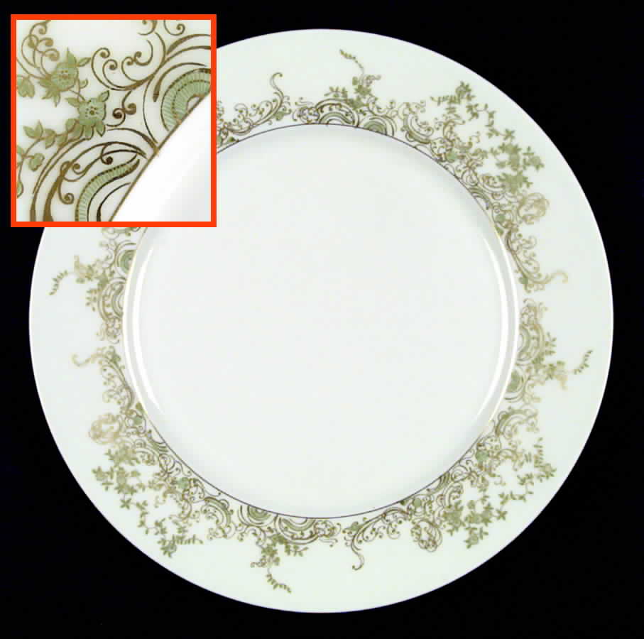 Chambord (Newer Green and Gold) Dinner Plate by Haviland-1