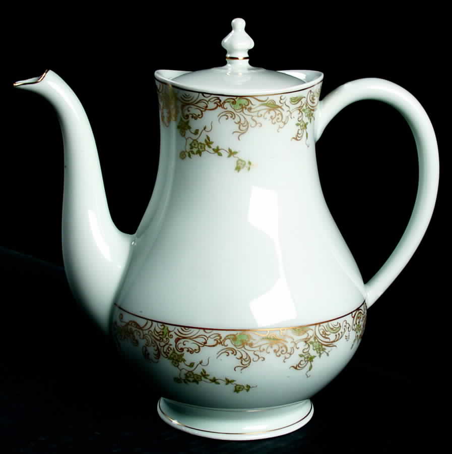 Chambord (Newer Green and Gold) Coffee Pot & Lid by Haviland-1