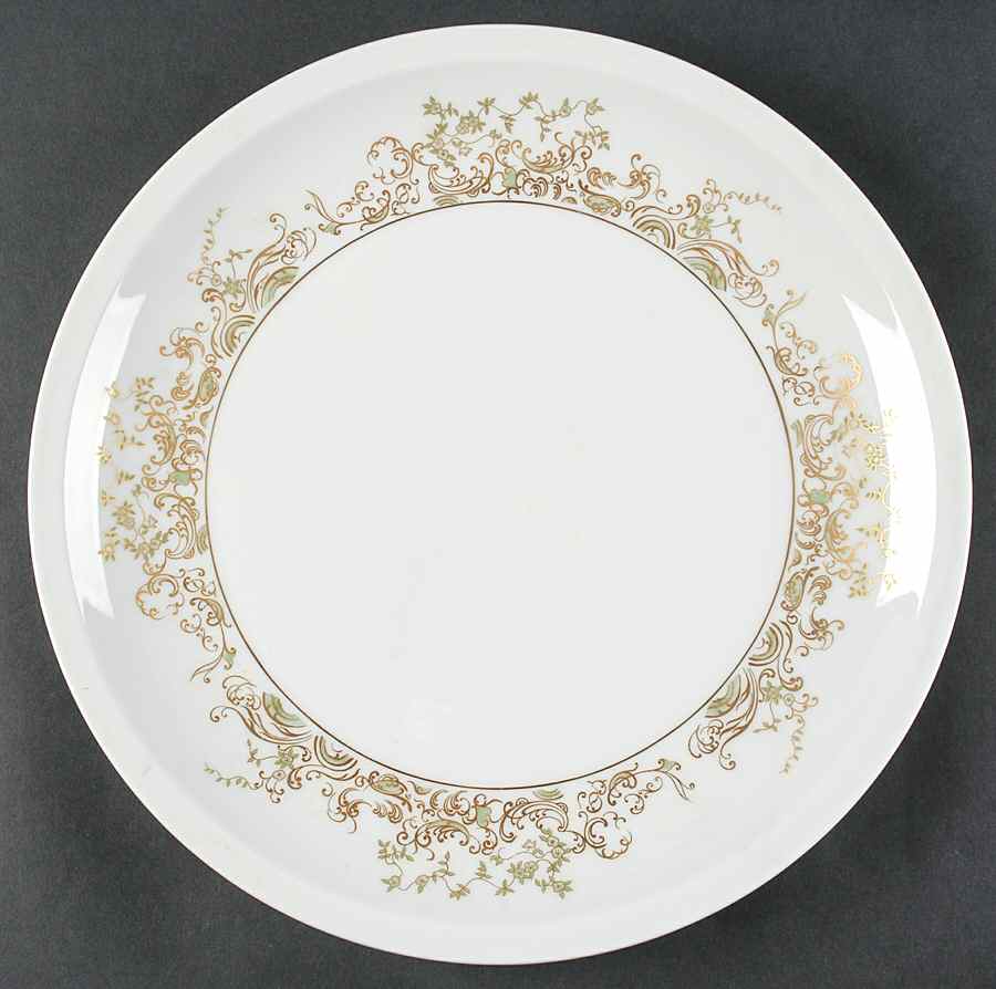 Chambord (Newer Green and Gold) 12" Chop Plate (Round Platter) by Haviland-1