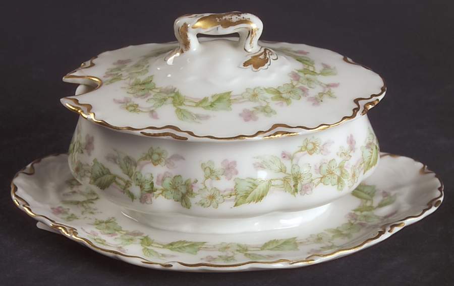 Charonne Oval Mustard W/Lid & Attached Underplate by Haviland-1
