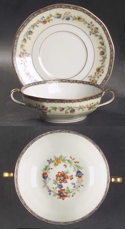 Chateaudun Flat Cream Soup Bowl & Saucer Set by Haviland-1