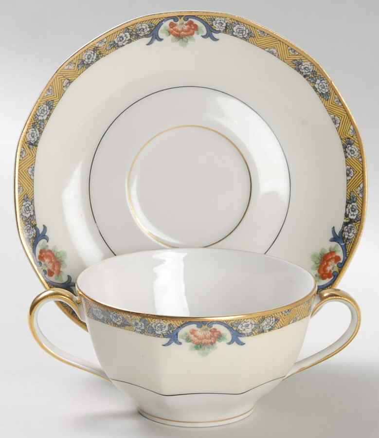 Chenonceaux Flat Bouillon Cup & Saucer by Haviland-1