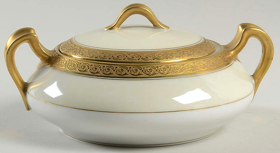Chevalier (Older, Gold Trim) Sugar Bowl & Lid by Haviland-1