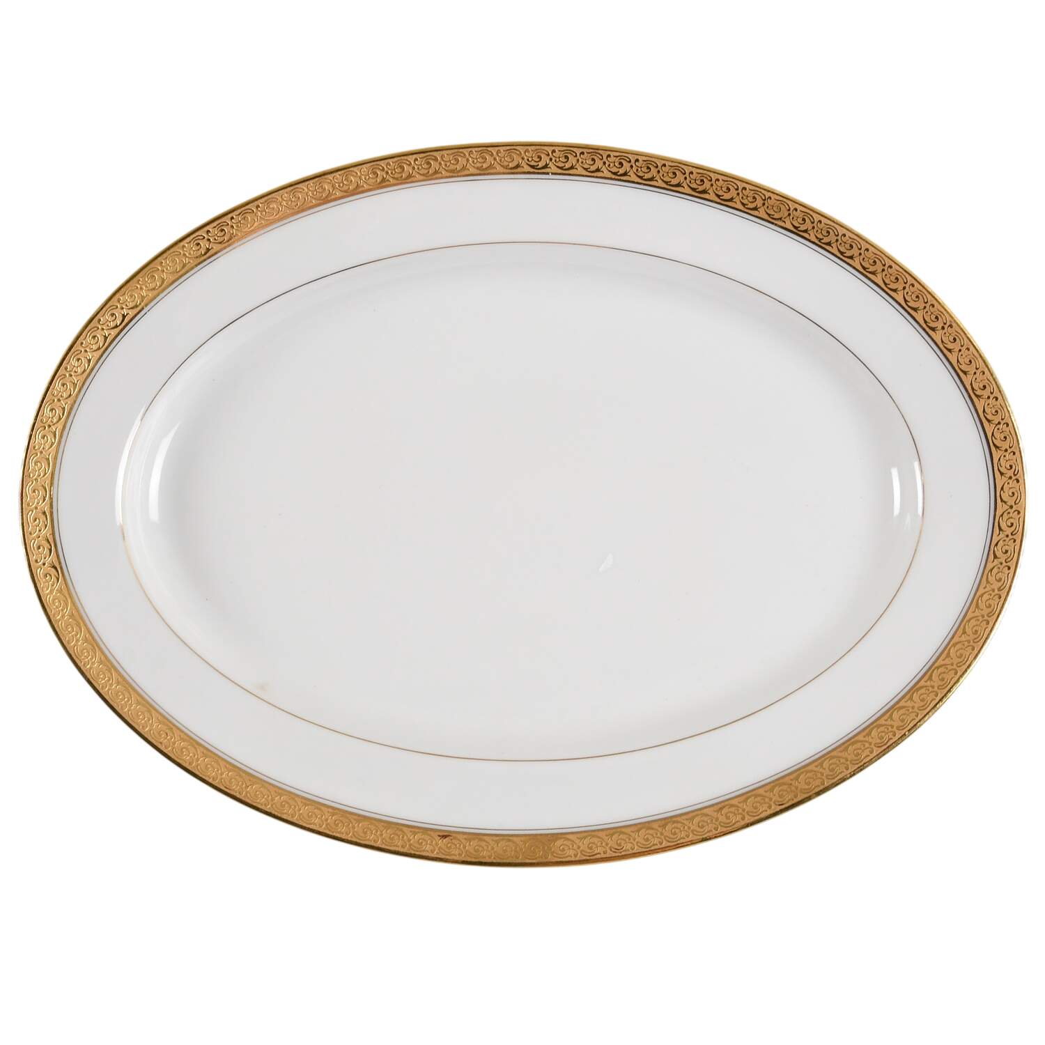 Chevalier (Older, Gold Trim) 11" Oval Serving Platter by Haviland-1