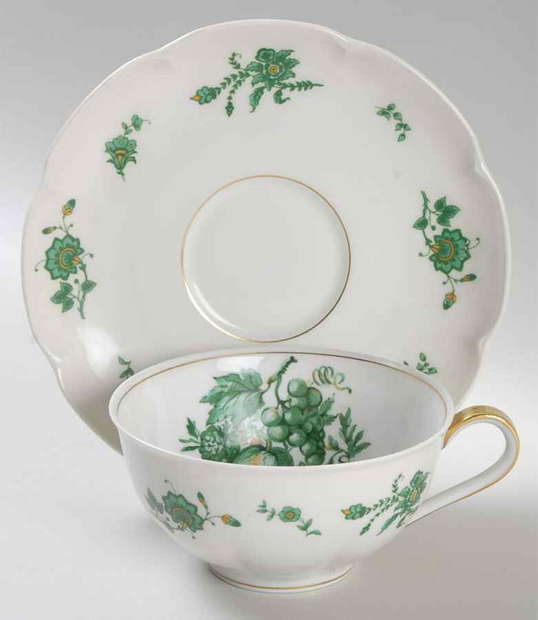 Chevalier (Newer, Inner Gold) Oversized Cup & Saucer Set by Haviland-1