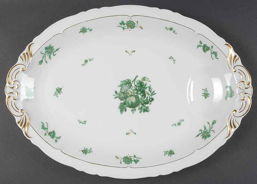 Chevalier (Newer, Inner Gold) 15" Oval Serving Platter by Haviland-1
