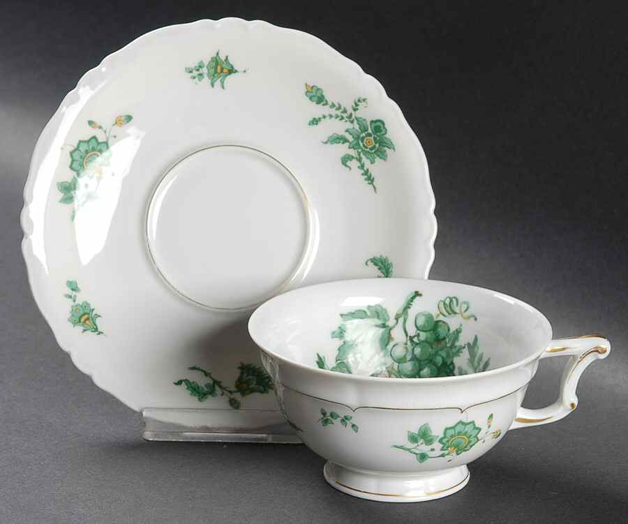 Chevalier (Newer, Inner Gold) Footed Cup & Saucer Set by Haviland-1