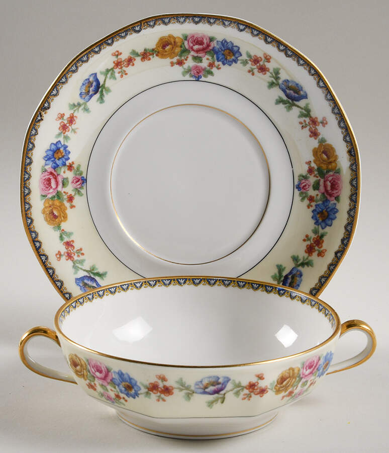 Cheverny Flat Cream Soup Bowl & Saucer Set by Haviland-1