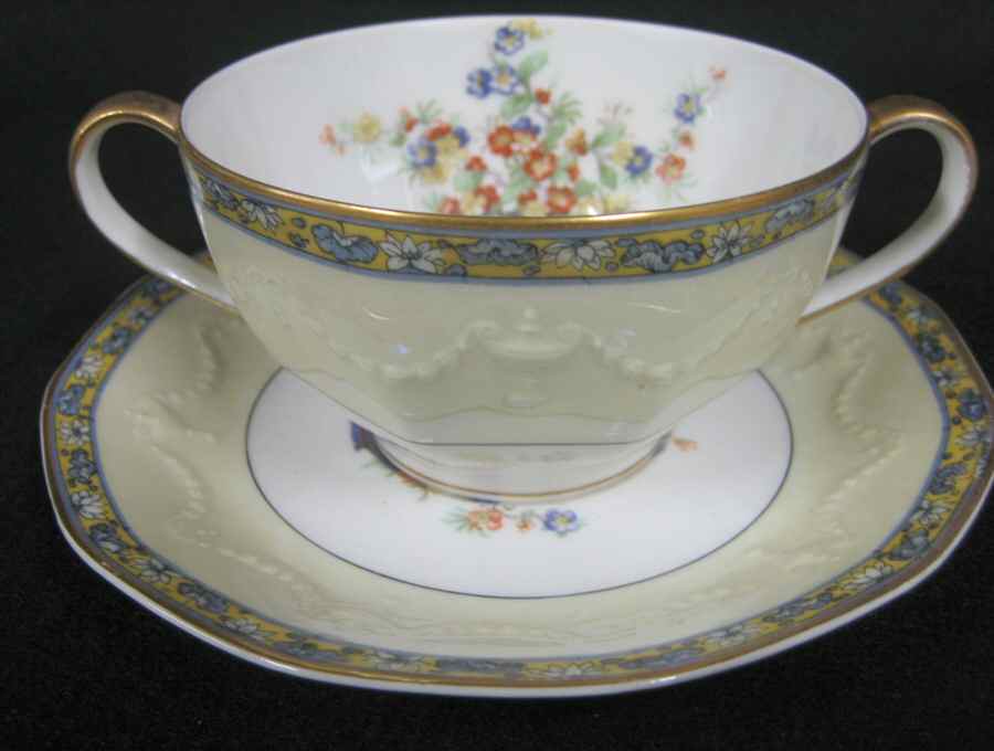 Chippendale Flat Cream Soup Bowl & Saucer Set by Haviland-1