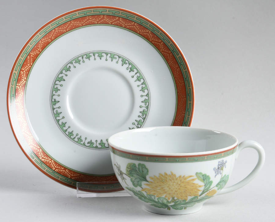 Chrysantheme Flat Cup & Saucer Set by Haviland-1