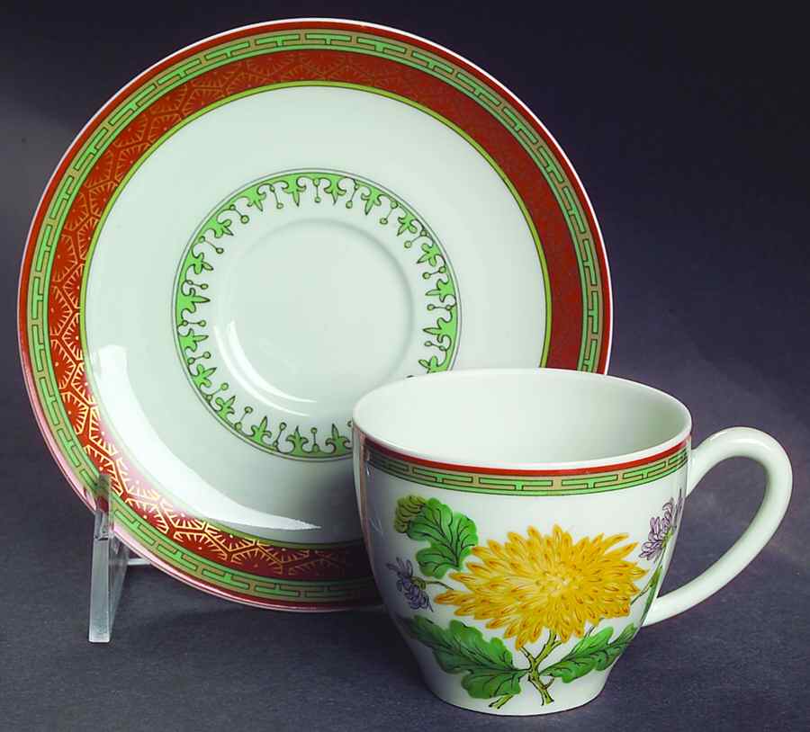 Chrysantheme Flat Demitasse Cup & Saucer Set by Haviland-1