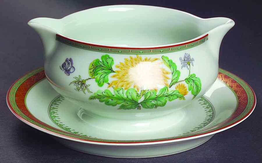 Chrysantheme Round Gravy Boat/Attached Underplate by Haviland-1