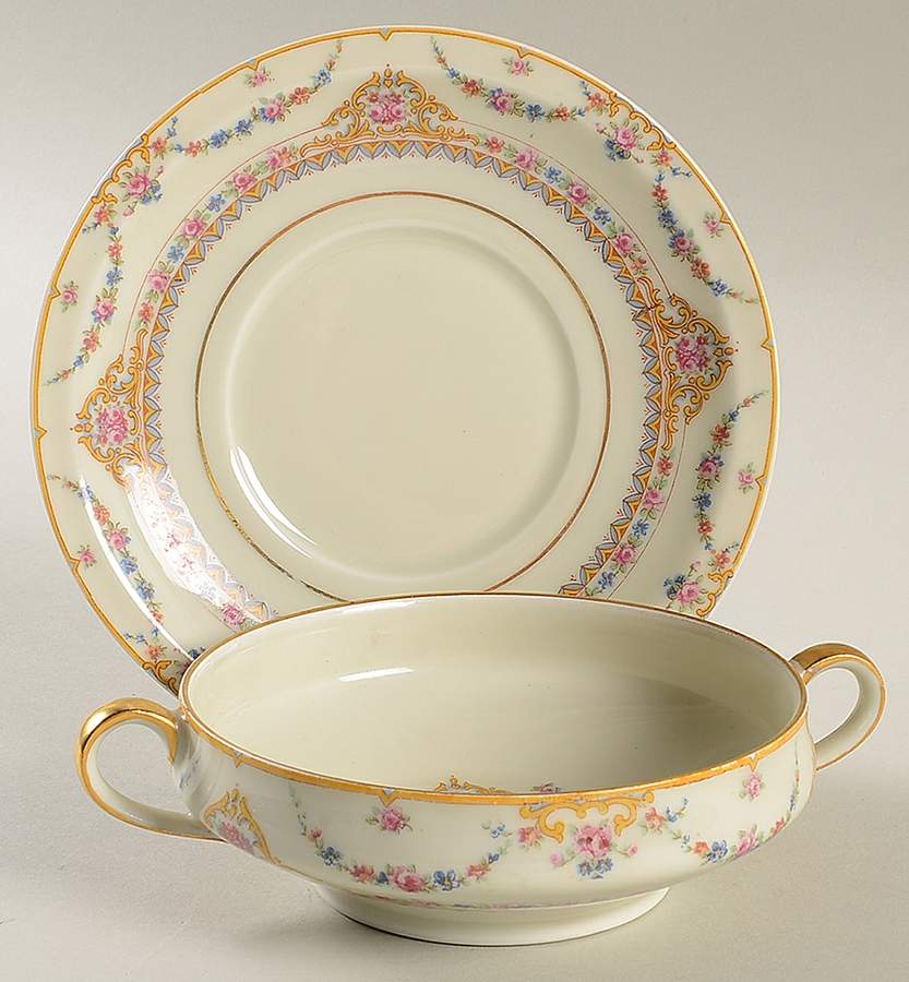 Clio Footed Cream Soup Bowl & Saucer Set by Haviland-1