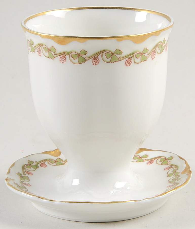 Clover Leaf Egg Cup with Attached Underplate by Haviland-1