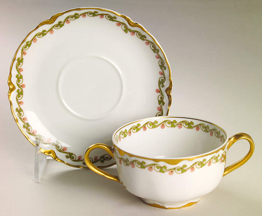Clover Leaf Bouillon Soup & Saucer Set by Haviland-1
