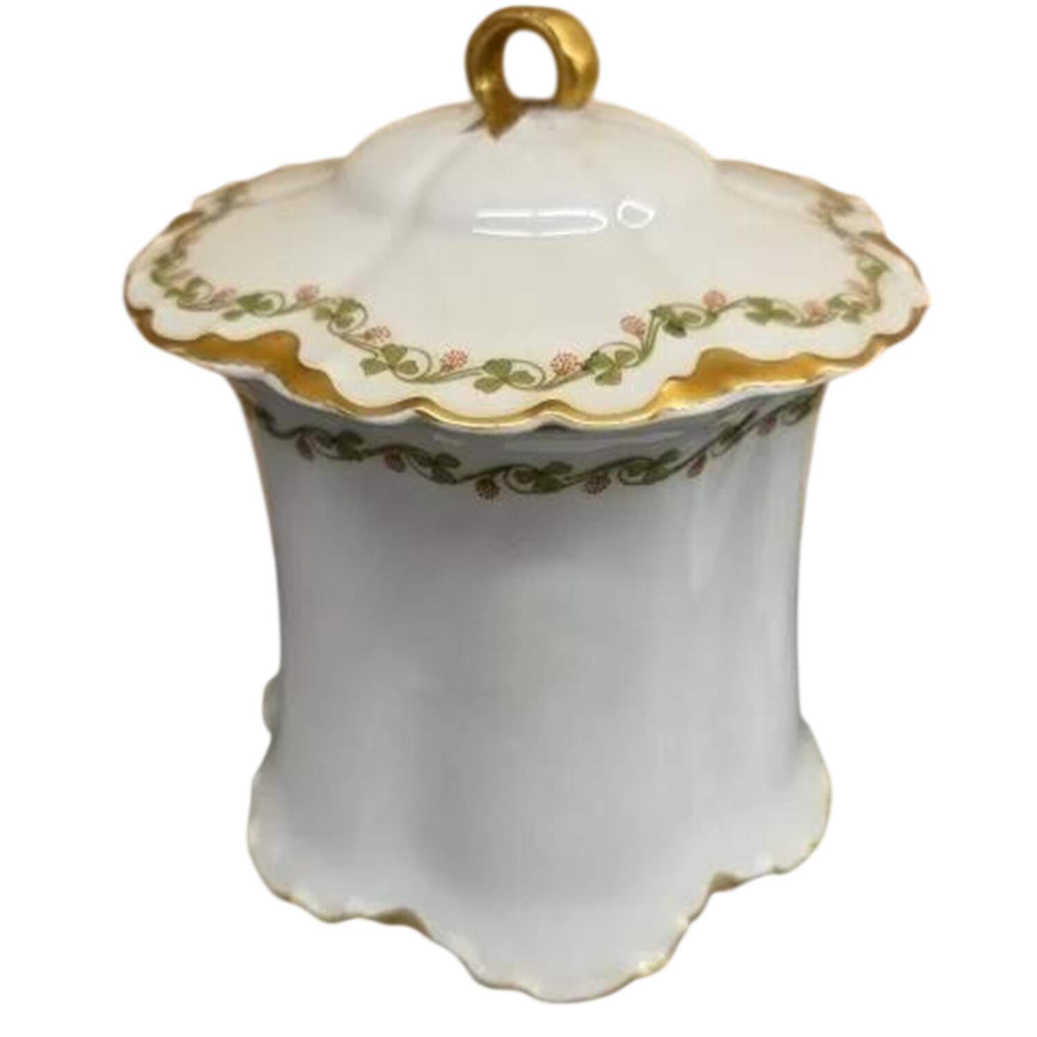 Clover Leaf Cracker Jar & Lid by Haviland-1
