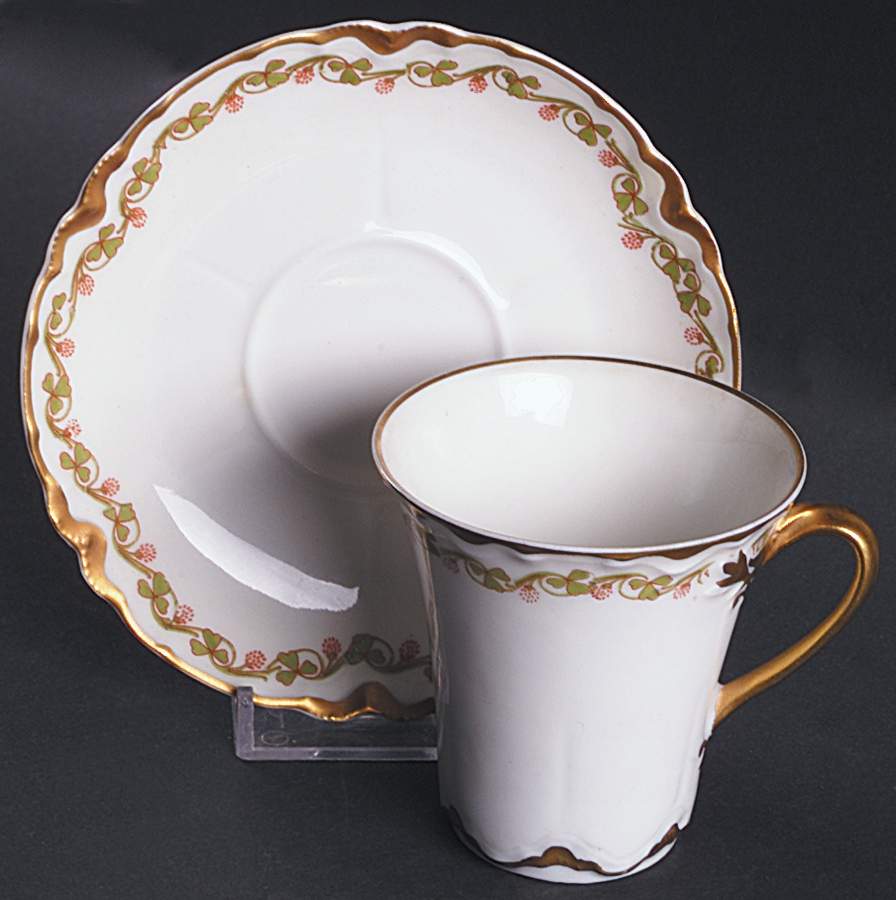 Clover Leaf Chocolate Cup & Saucer Set by Haviland-1